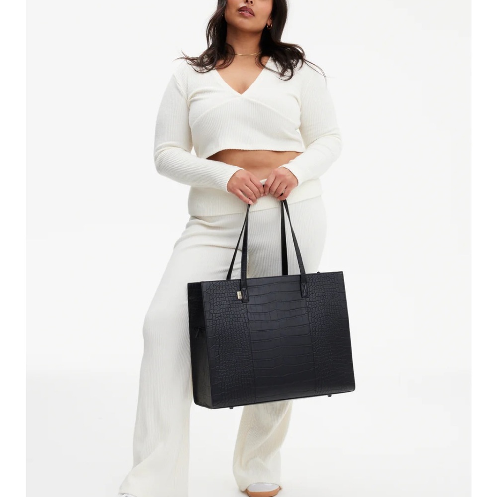 Beis The Large Work Tote in Black Croc